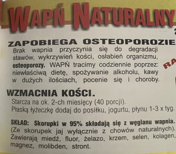 Wapń naturalny - proszek